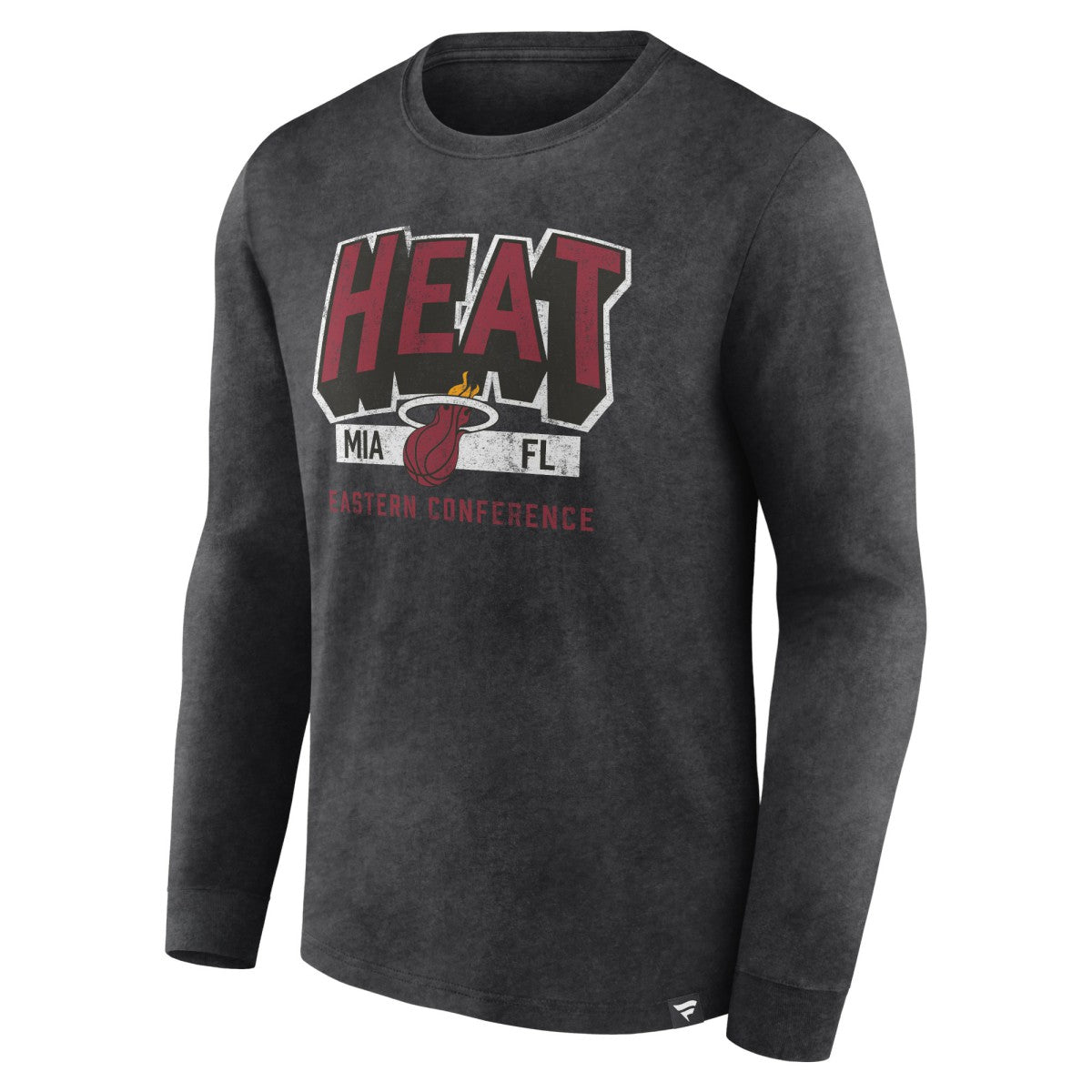 Miami Heat Front Court Press Snow Wash Long Sleeve T-Shirt Heather Charcoal