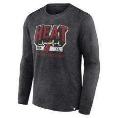 Miami Heat Front Court Press Snow Wash Long Sleeve T-Shirt Heather Charcoal