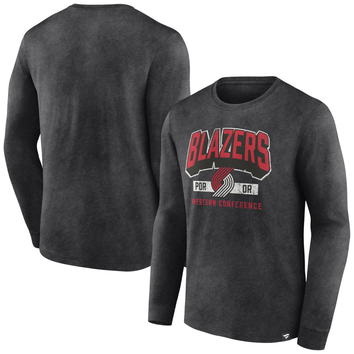 Portland Trail Blazers Front Court Press Snow Wash Long Sleeve T-Shirt Heather Charcoal