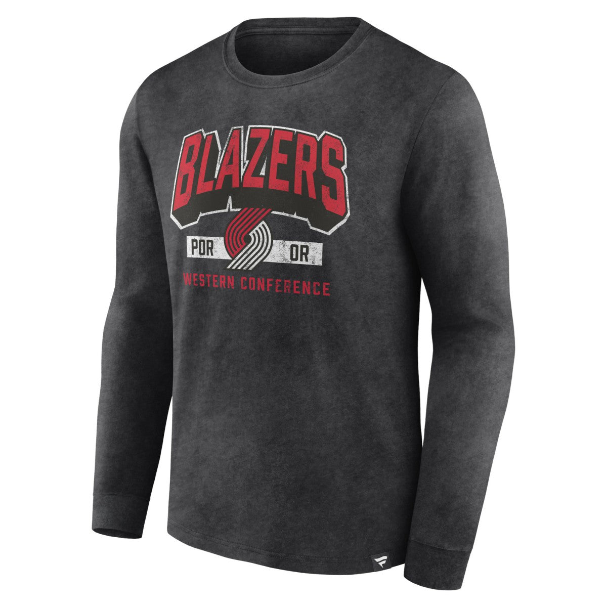 Portland Trail Blazers Front Court Press Snow Wash Long Sleeve T-Shirt Heather Charcoal