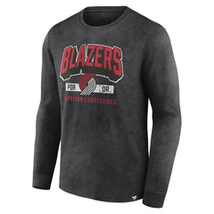 Portland Trail Blazers Front Court Press Snow Wash Long Sleeve T-Shirt Heather Charcoal