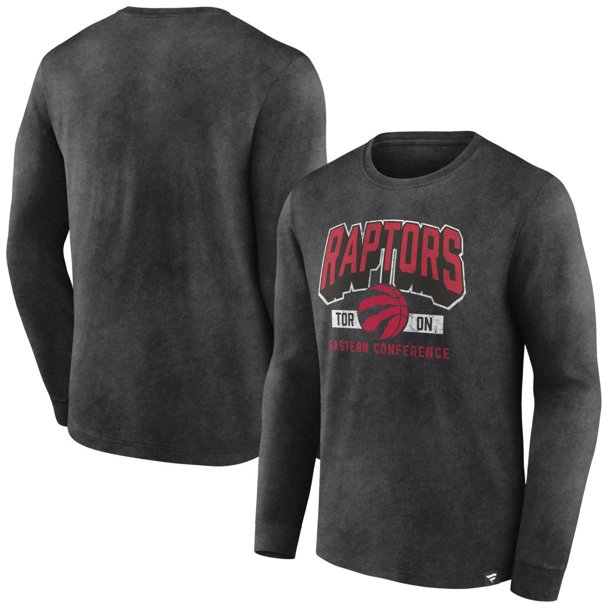 Toronto Raptors Front Court Press Snow Wash Long Sleeve T-Shirt Heather Charcoal