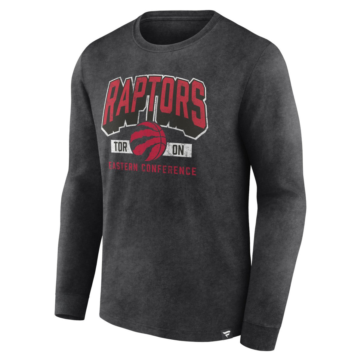 Toronto Raptors Front Court Press Snow Wash Long Sleeve T-Shirt Heather Charcoal