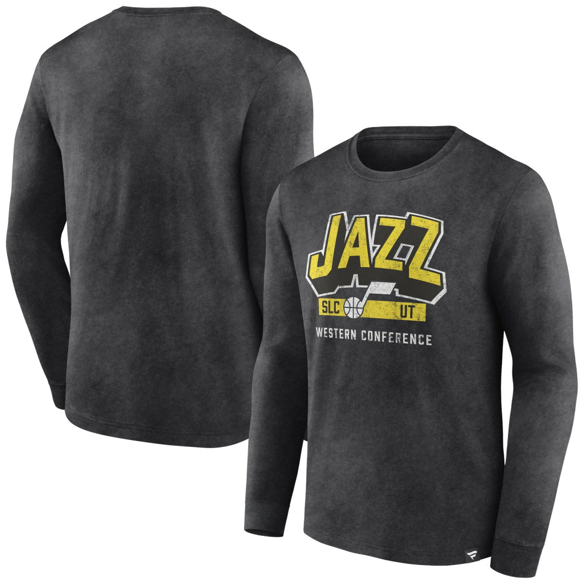 Utah Jazz Front Court Press Snow Wash Long Sleeve T-Shirt Heather Charcoal