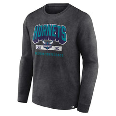 Charlotte Hornets Front Court Press Snow Wash Long Sleeve T-Shirt Heather Charcoal