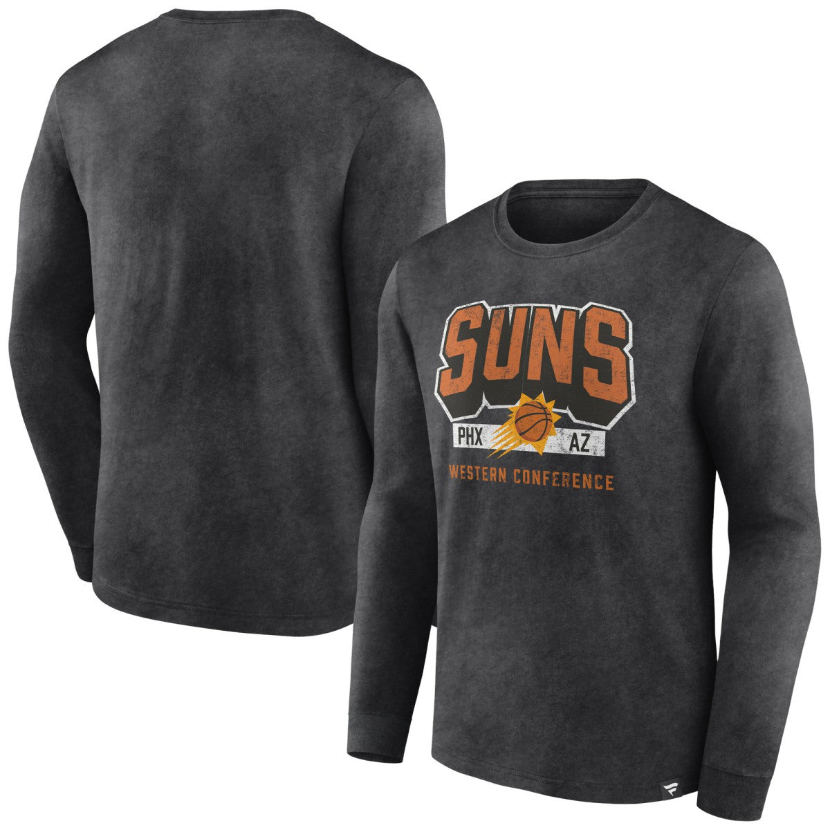 Phoenix Suns Front Court Press Snow Wash Long Sleeve T-Shirt Heather Charcoal