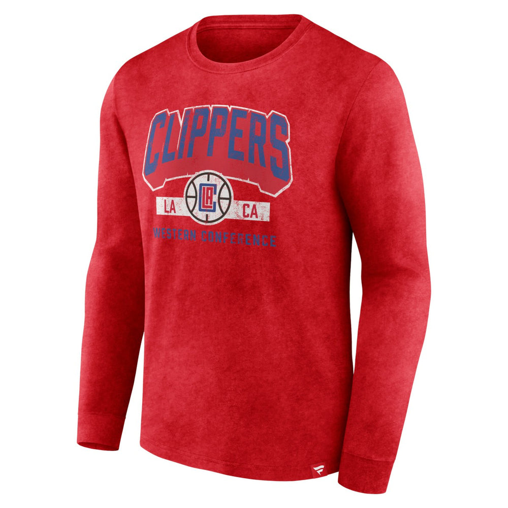 LA Clippers Front Court Press Snow Wash Long Sleeve T-Shirt Heather Red