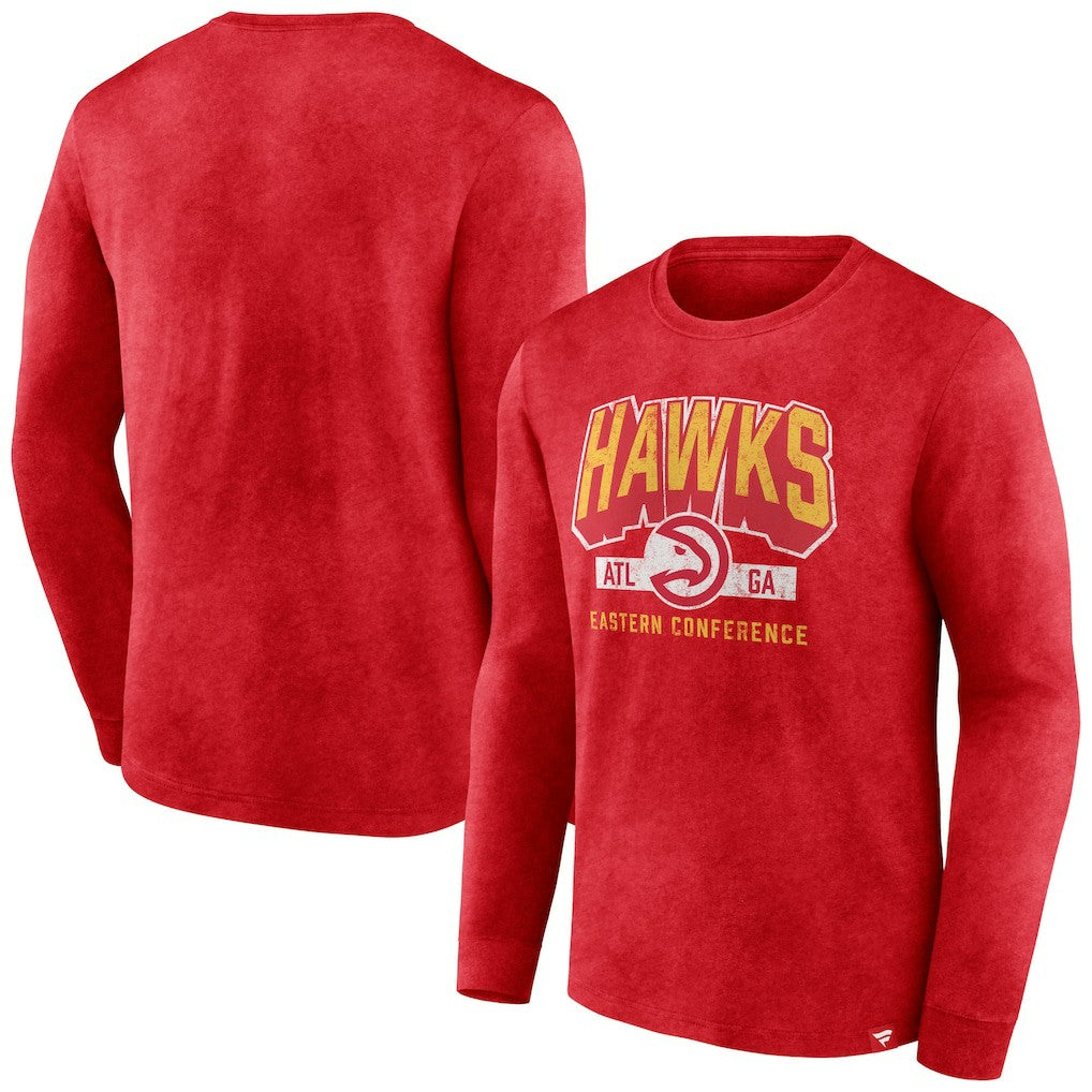 Atlanta Hawks Front Court Press Snow Wash Long Sleeve T-Shirt Heather Red