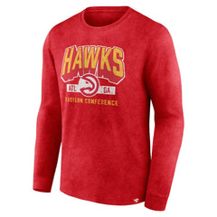 Atlanta Hawks Front Court Press Snow Wash Long Sleeve T-Shirt Heather Red