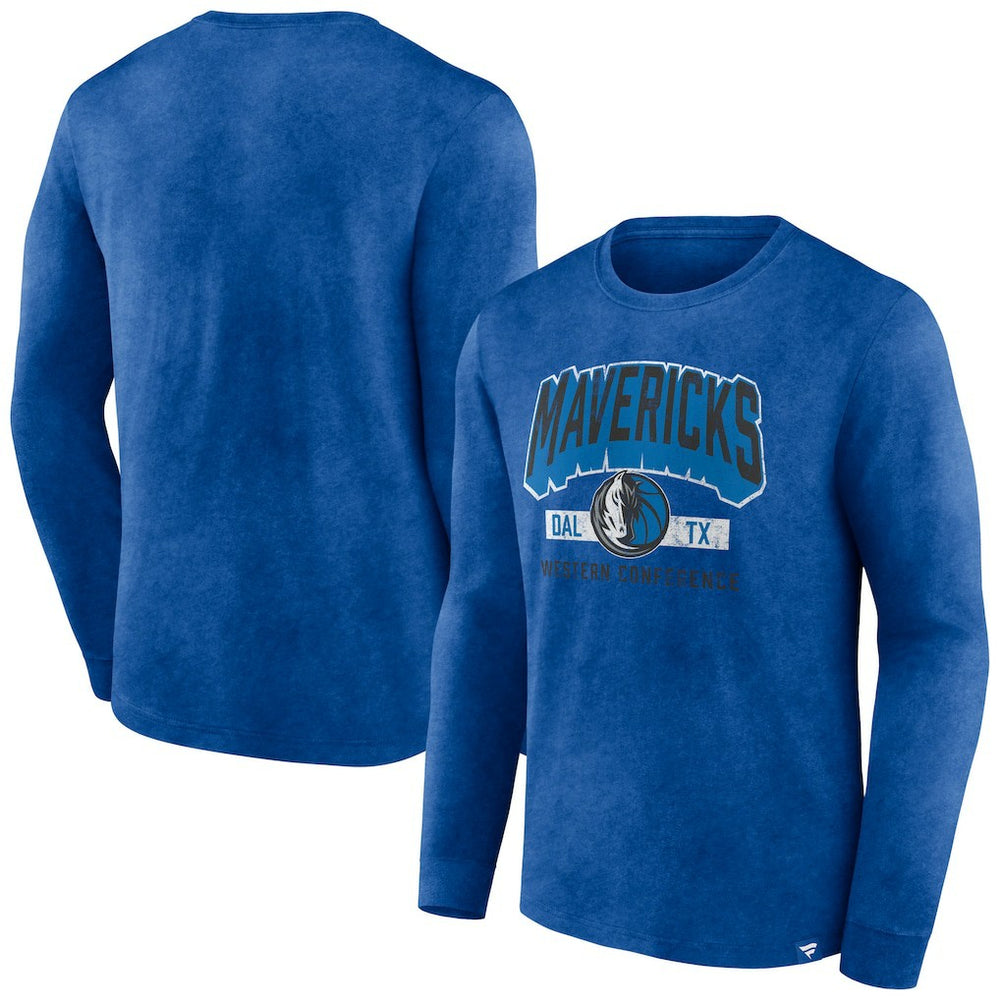 Dallas Mavericks Front Court Press Snow Wash Long Sleeve T-Shirt Heather Royal