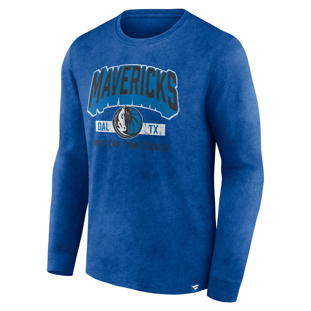 Dallas Mavericks Front Court Press Snow Wash Long Sleeve T-Shirt Heather Royal