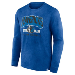 Dallas Mavericks Front Court Press Snow Wash Long Sleeve T-Shirt Heather Royal