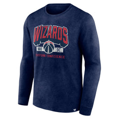 Washington Wizards Front Court Press Snow Wash Long Sleeve T-Shirt Heather Navy