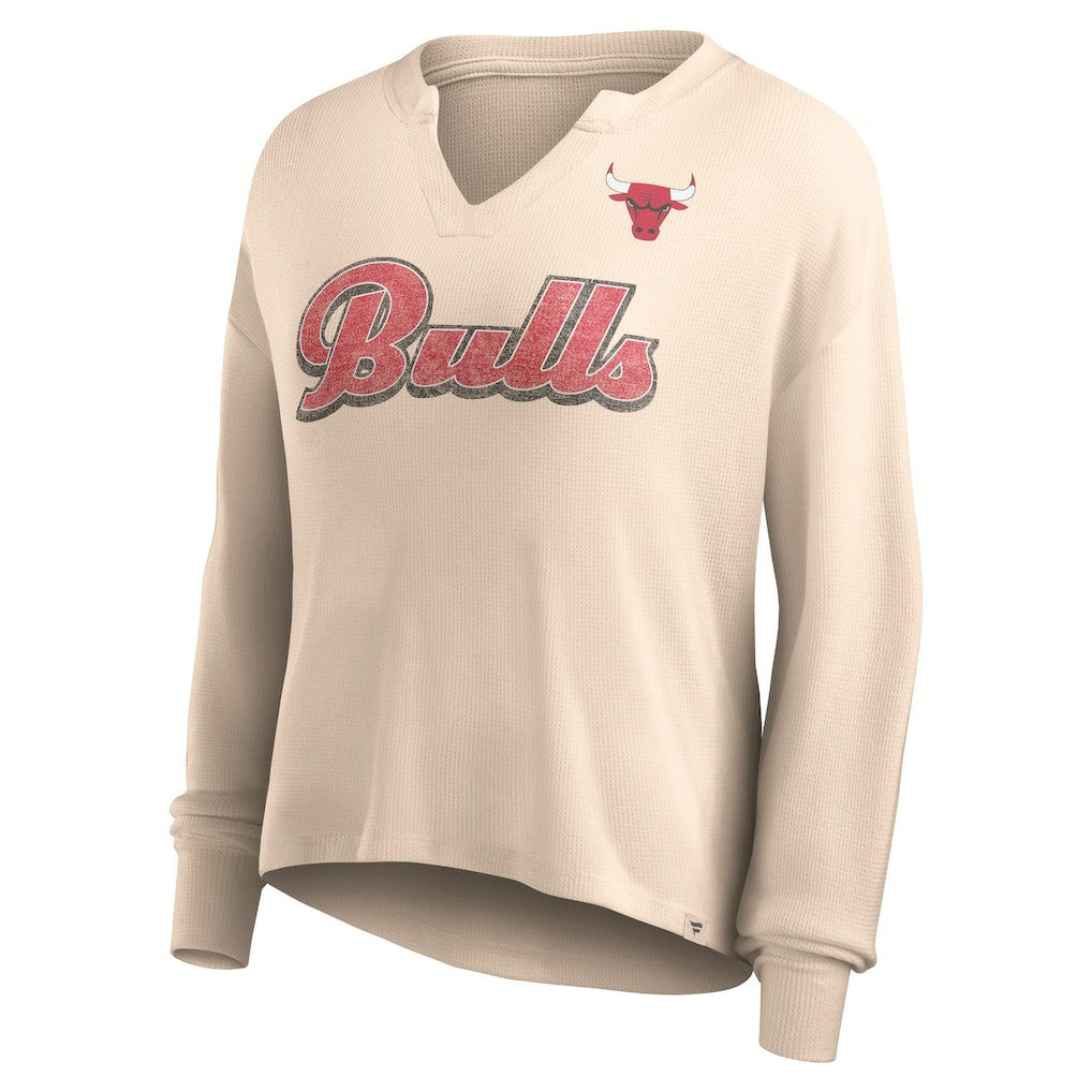 Chicago Bulls Women's Go For It Long Sleeve Notch Neck T-Shirt Tan