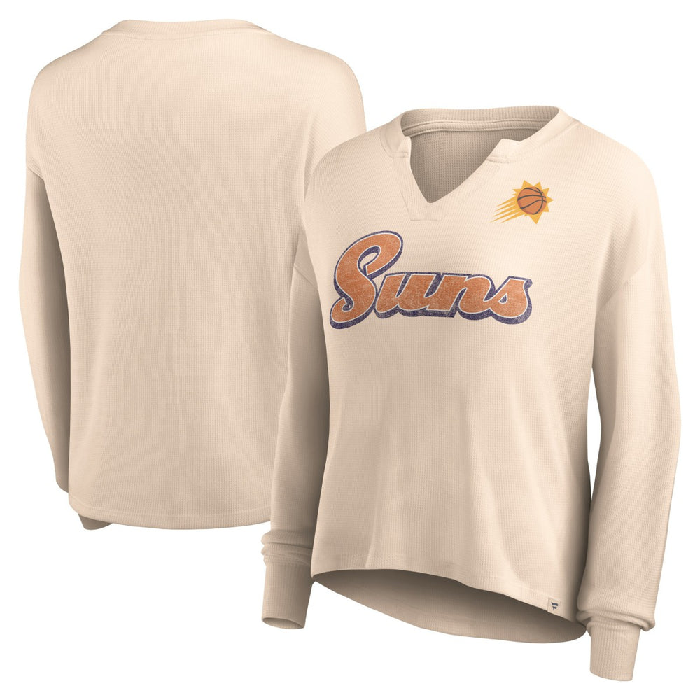 Phoenix Suns Women's Go For It Long Sleeve Notch Neck T-Shirt Tan
