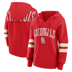 St. Louis Cardinals Fanatics Women's Bold Move Notch Neck High Hip Hoodie - Red Hoodies