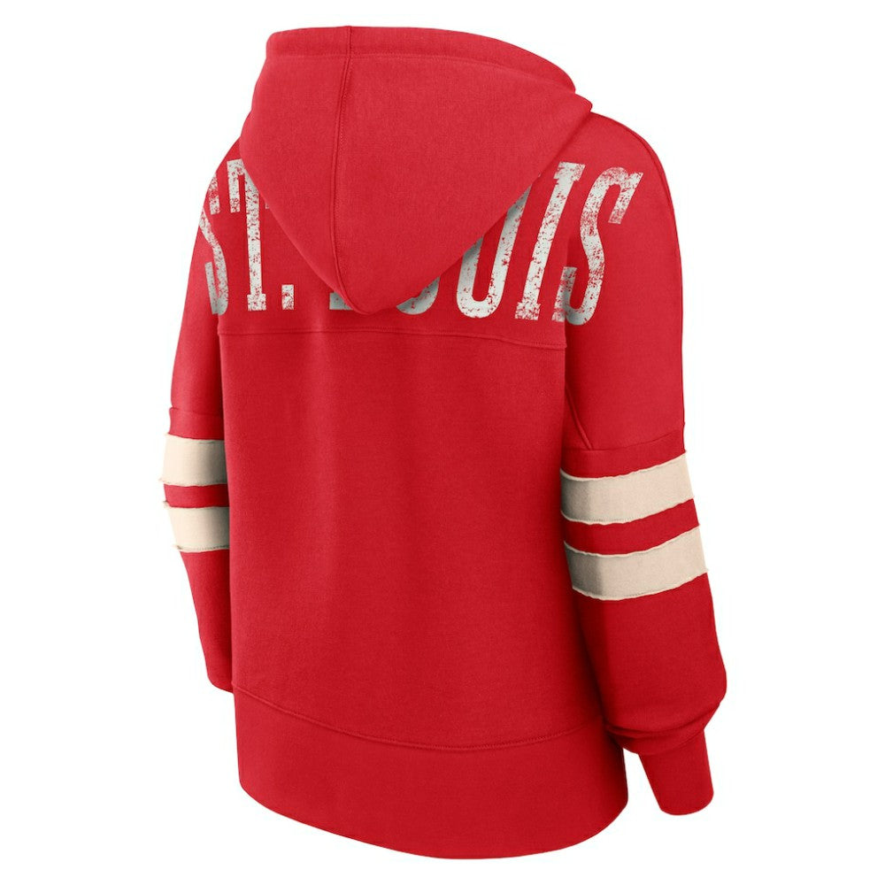 St. Louis Cardinals Fanatics Women's Bold Move Notch Neck High Hip Hoodie - Red Hoodies