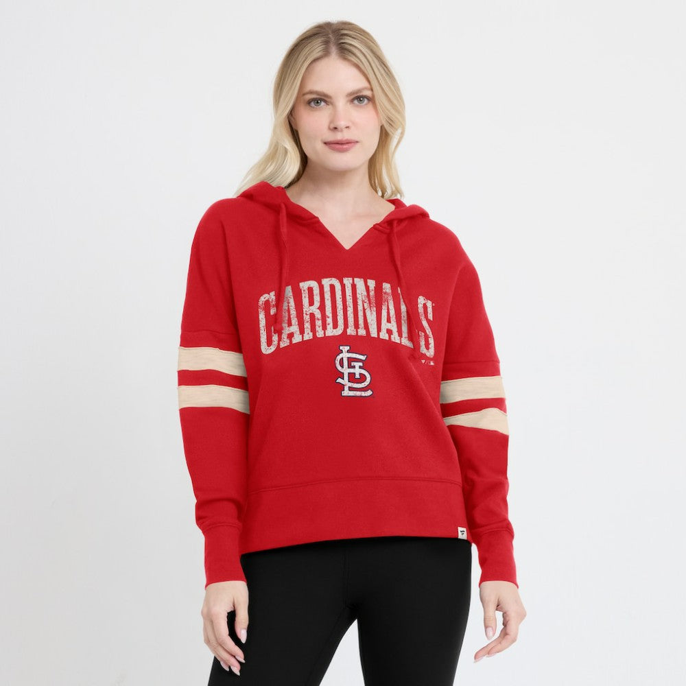 St. Louis Cardinals Fanatics Women's Bold Move Notch Neck High Hip Hoodie - Red Hoodies