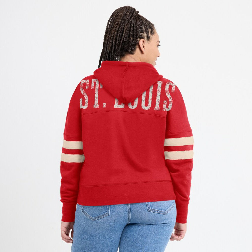 St. Louis Cardinals Fanatics Women's Bold Move Notch Neck High Hip Hoodie - Red Hoodies