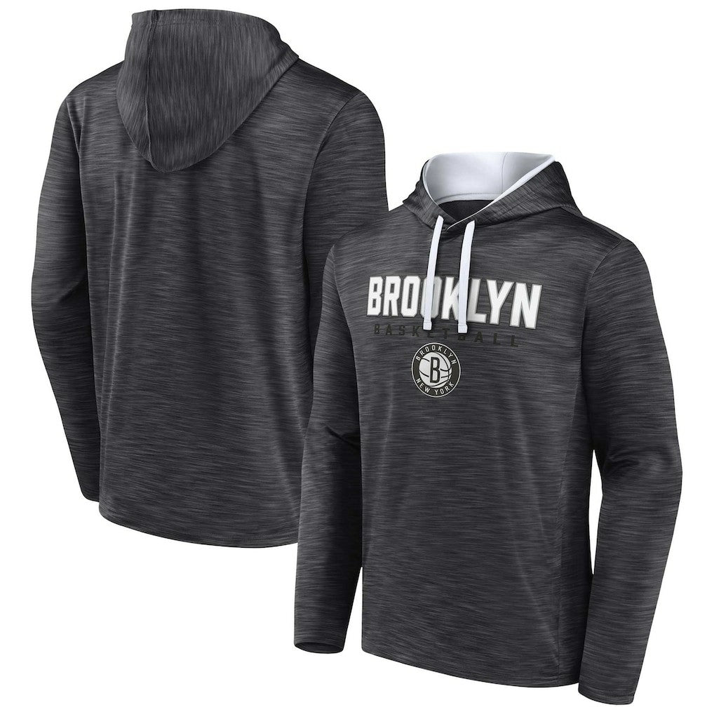 Brooklyn Nets Fast Break Pullover Hoodie Heather Charcoal