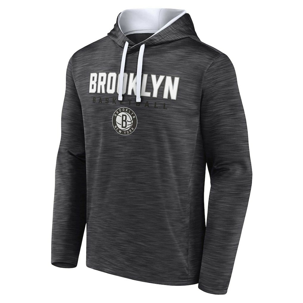 Brooklyn Nets Fast Break Pullover Hoodie Heather Charcoal