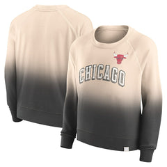 Chicago Bulls Women's Lounge Arch Raglan Pullover Sweatshirt Tan/Black
