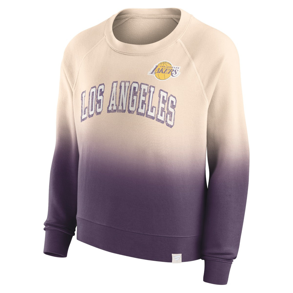 Los Angeles Lakers Women's Lounge Arch Raglan Pullover Sweatshirt Tan/Purple