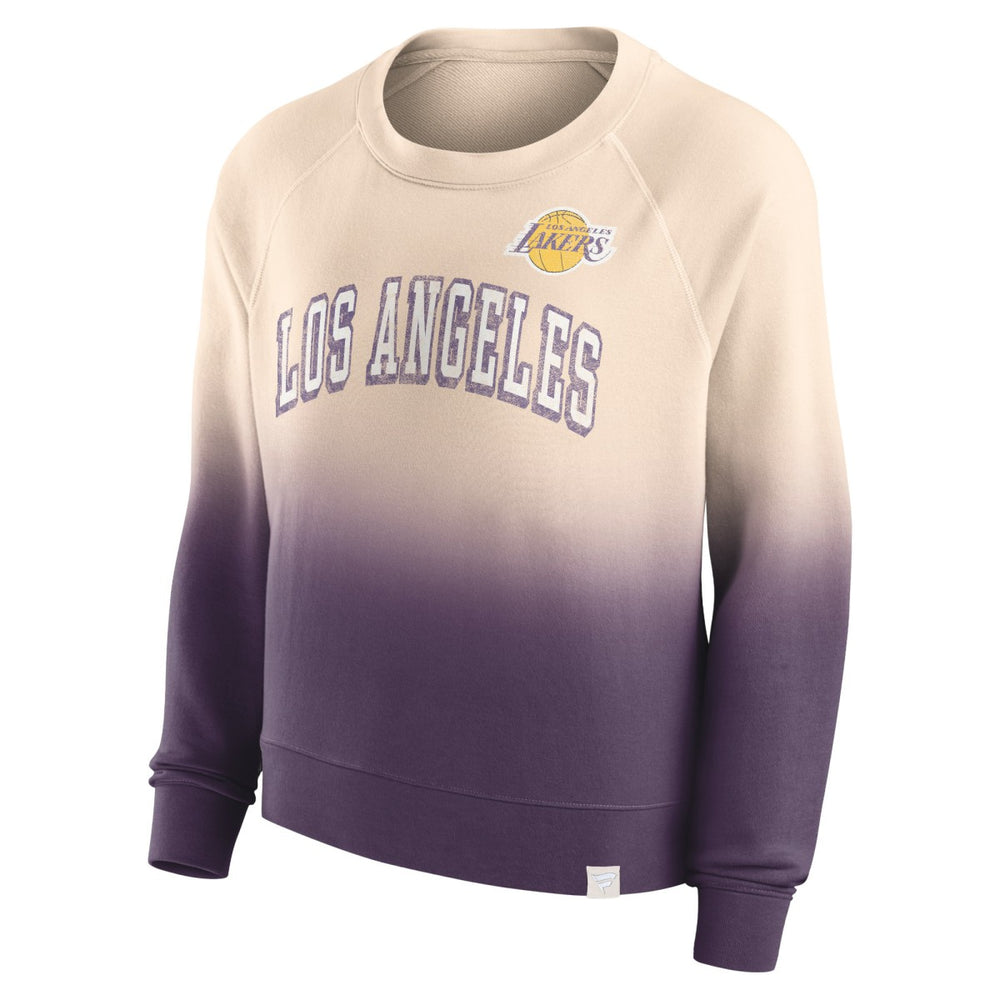 Los Angeles Lakers Women's Lounge Arch Raglan Pullover Sweatshirt Tan/Purple