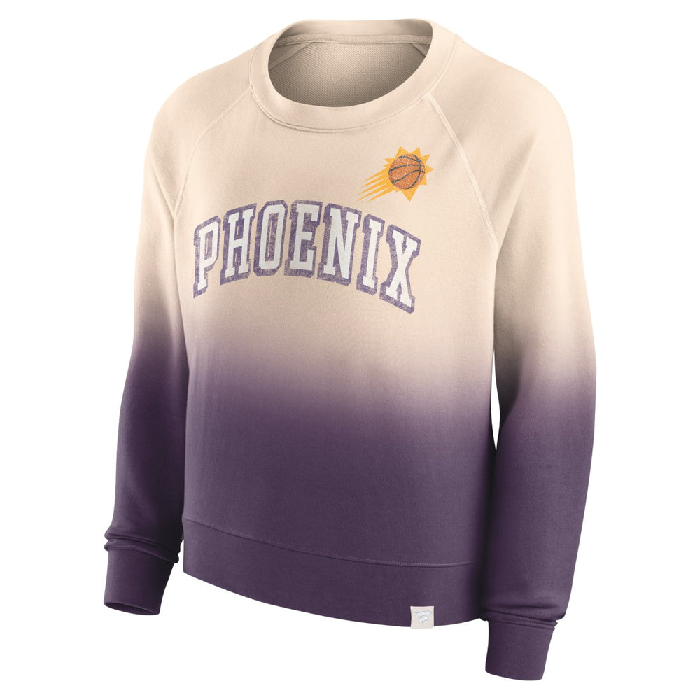 Phoenix Suns Women's Lounge Arch Raglan Pullover Sweatshirt Tan/Purple