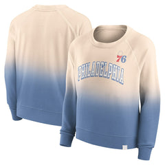 Philadelphia 76ers Women's Lounge Arch Raglan Pullover Sweatshirt Tan/Royal