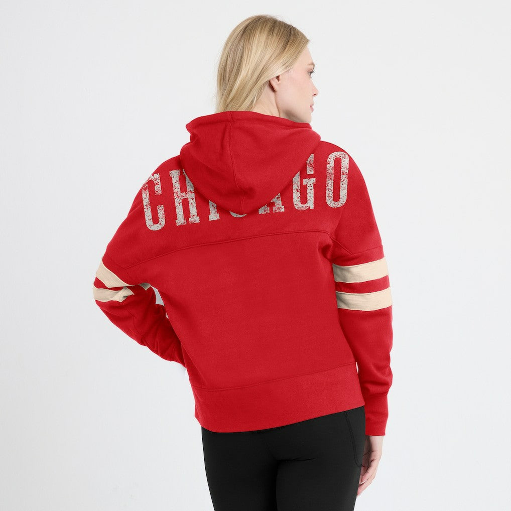 Chicago Bulls Women's Bold Move Dolman V-Neck High Hip Hoodie Red