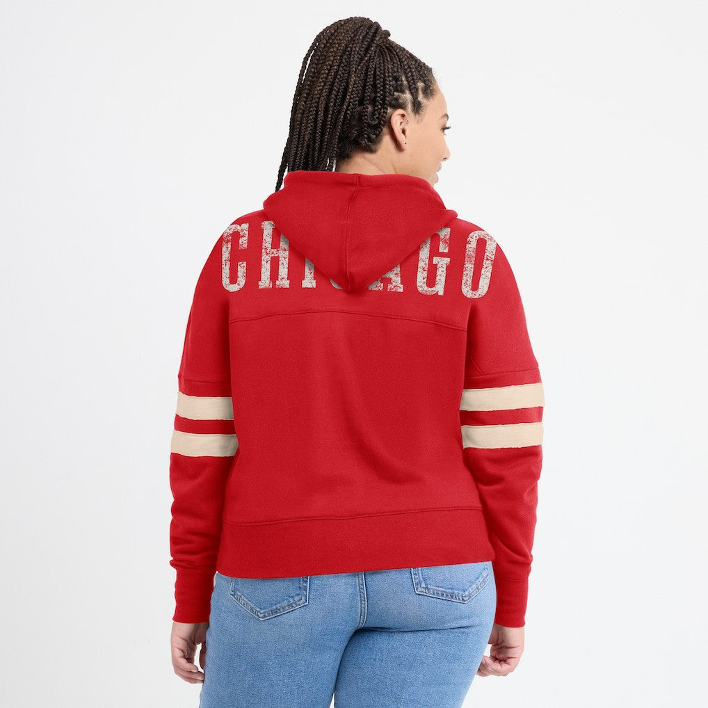Chicago Bulls Women's Bold Move Dolman V-Neck High Hip Hoodie Red