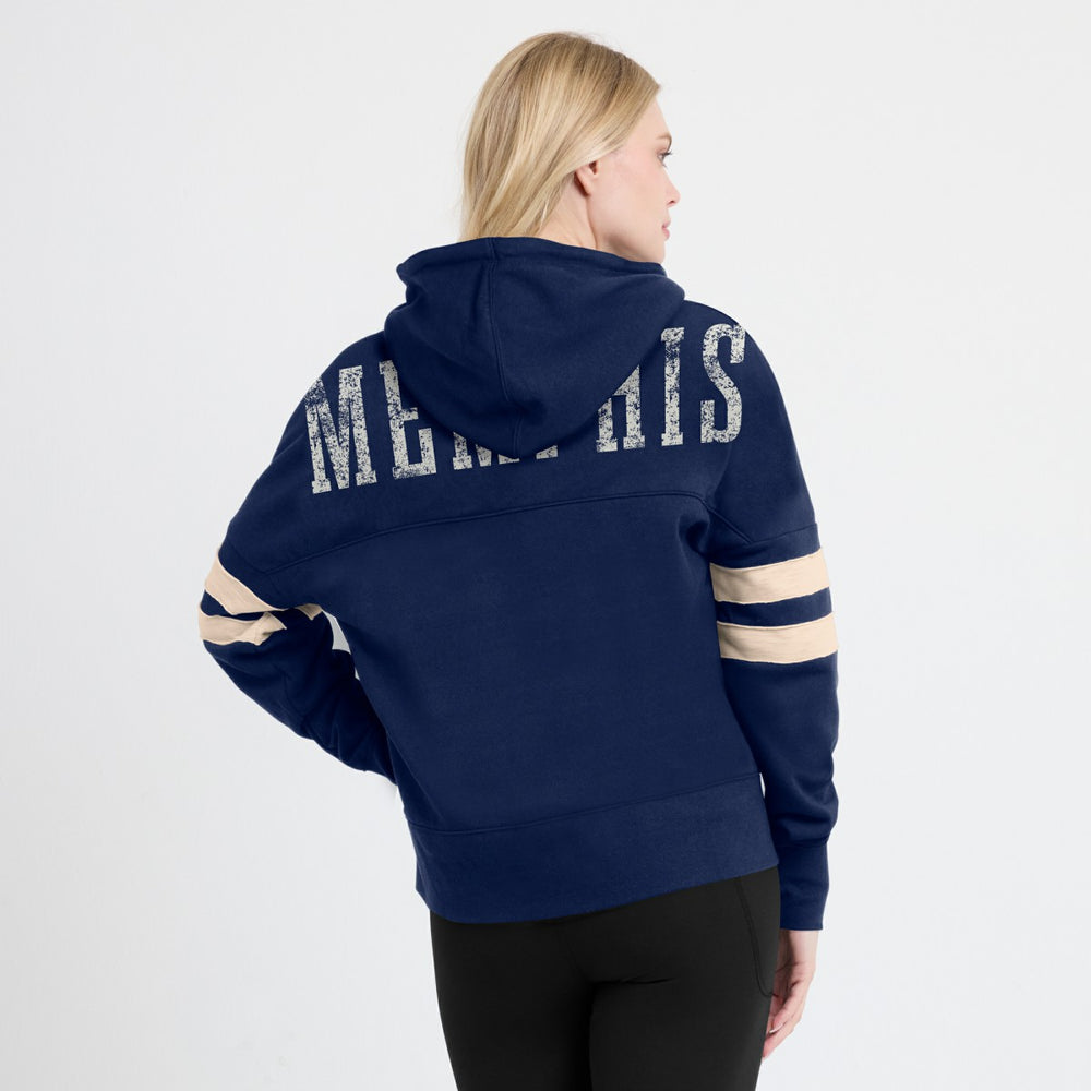 Memphis Grizzlies Women's Bold Move Dolman V-Neck High Hip Hoodie Navy