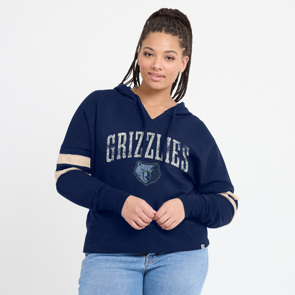 Memphis Grizzlies Women's Bold Move Dolman V-Neck High Hip Hoodie Navy