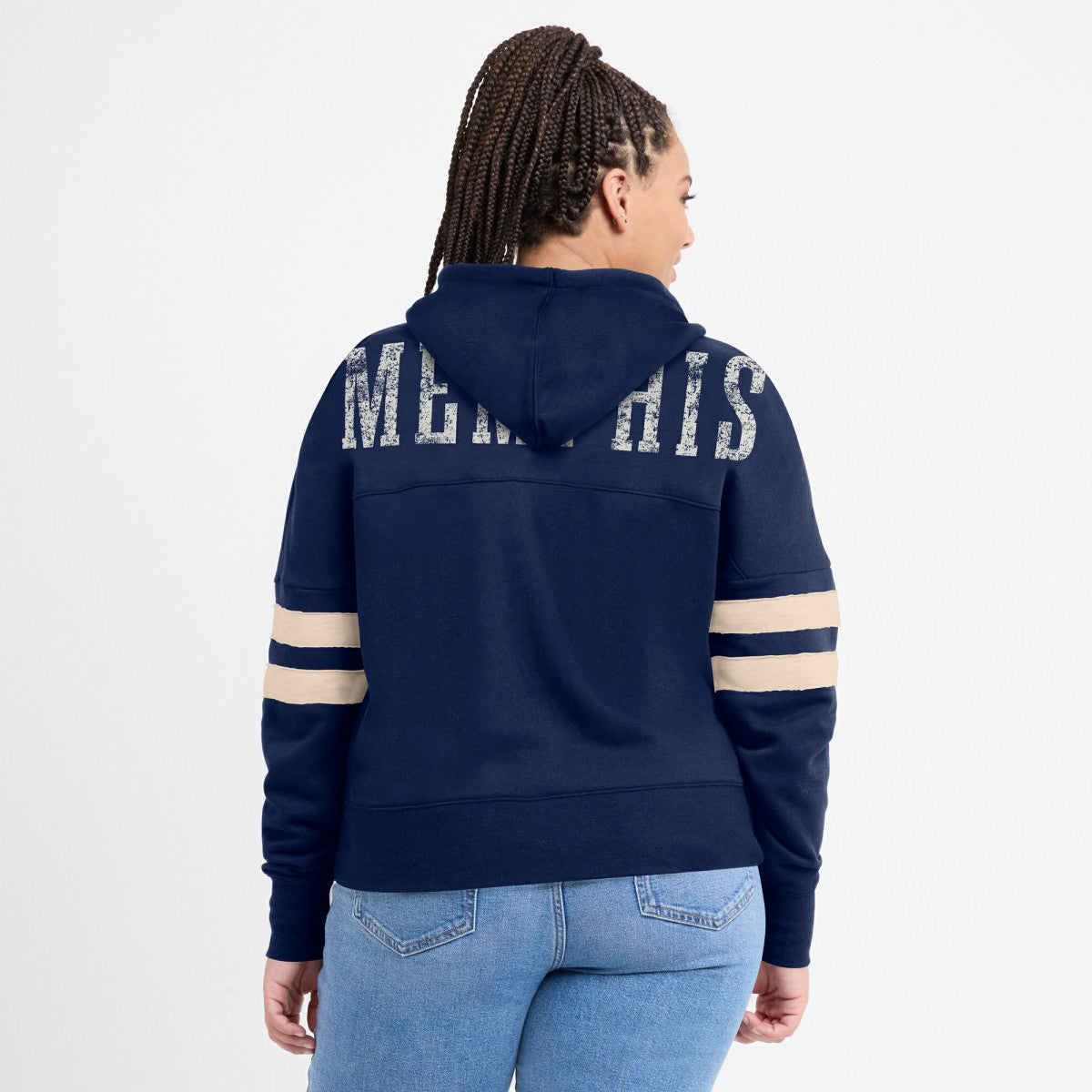 Memphis Grizzlies Women's Bold Move Dolman V-Neck High Hip Hoodie Navy