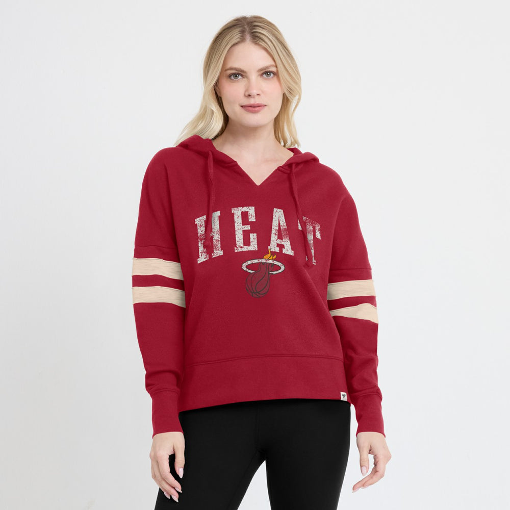 Miami Heat Women's Bold Move Dolman V-Neck High Hip Hoodie Red
