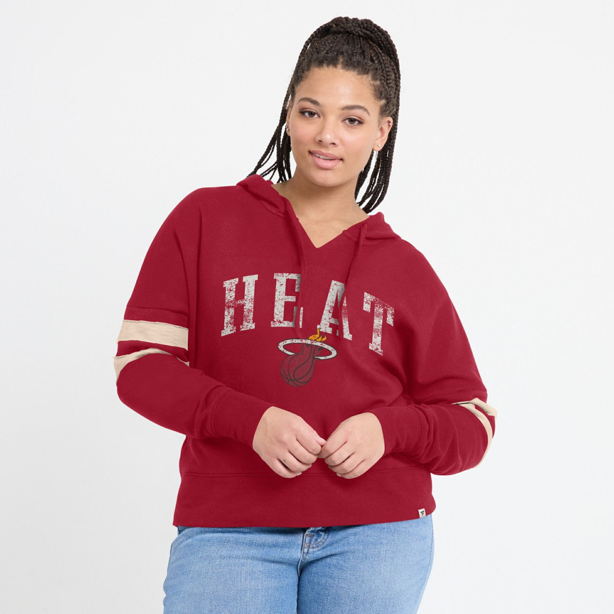 Miami Heat Women's Bold Move Dolman V-Neck High Hip Hoodie Red