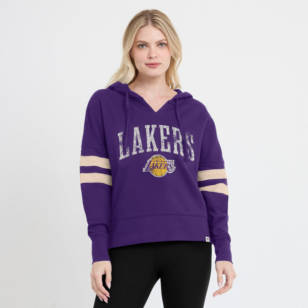 Los Angeles Lakers Women's Bold Move Dolman V-Neck High Hip Hoodie Purple