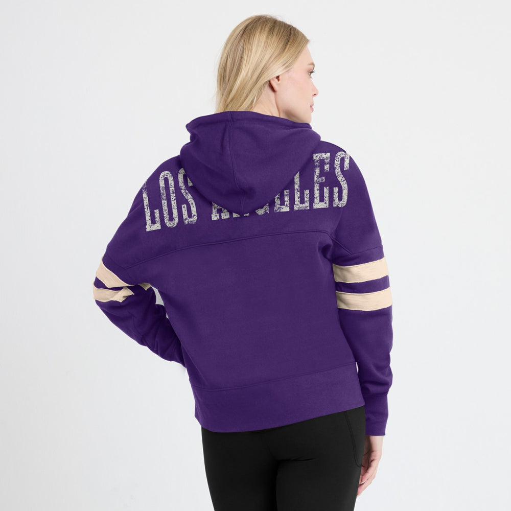 Los Angeles Lakers Women's Bold Move Dolman V-Neck High Hip Hoodie Purple