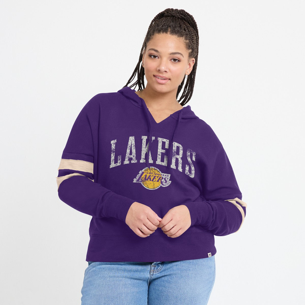 Los Angeles Lakers Women's Bold Move Dolman V-Neck High Hip Hoodie Purple