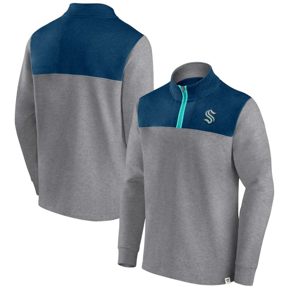 NHL Seattle Kraken Fanatics Launch It Quarter-Zip Jacket - Heather Gray