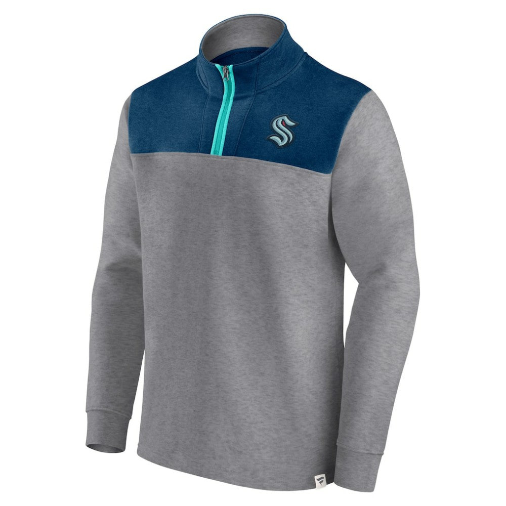 NHL Seattle Kraken Fanatics Launch It Quarter-Zip Jacket - Heather Gray