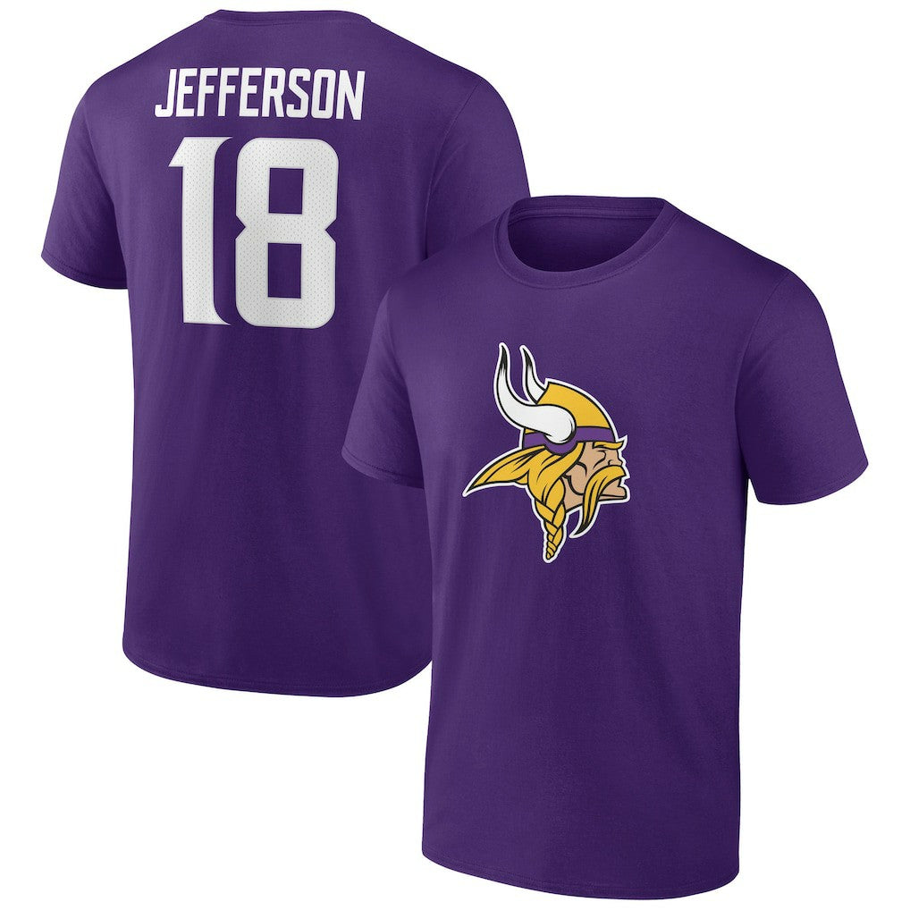 Justin Jefferson Minnesota Vikings Icon Player Name & Number T-Shirt Purple