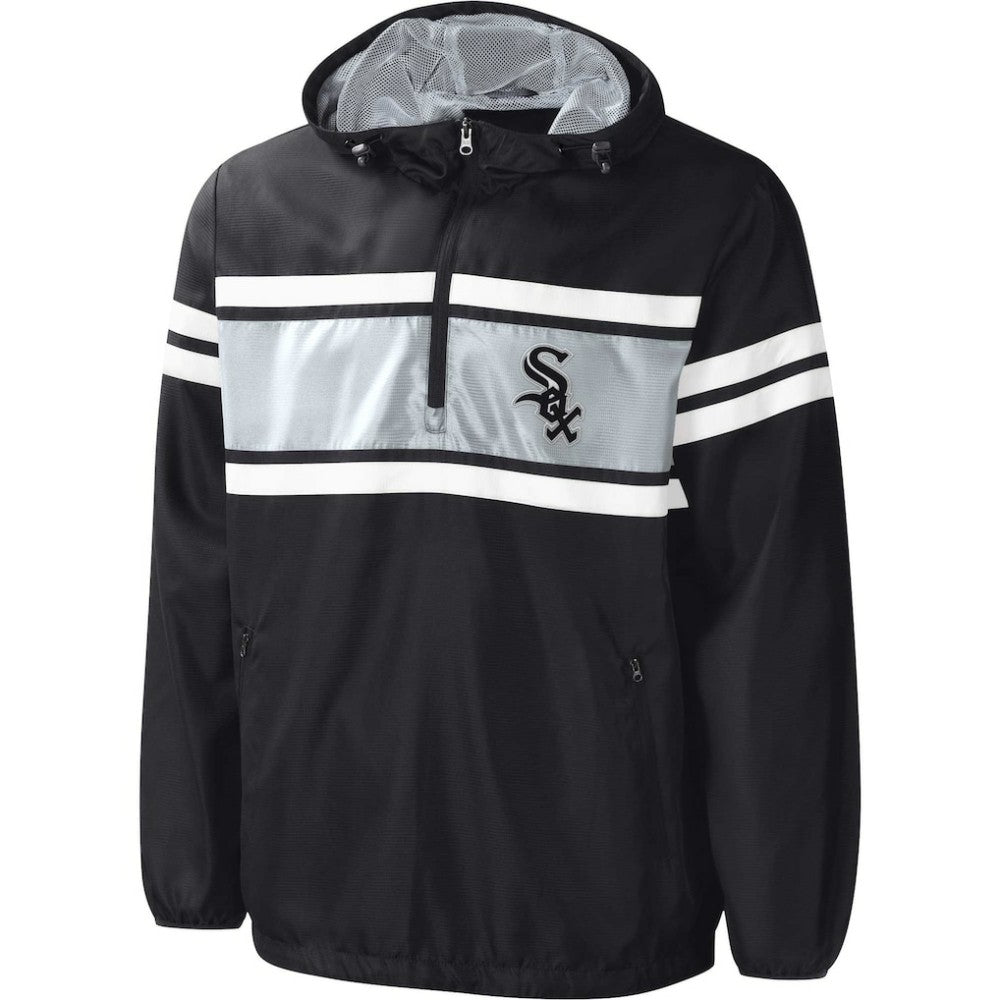 Chicago White Sox G-III Sports by Carl Banks Game Score Quarter-Zip Windbreaker - Black Windbreaker