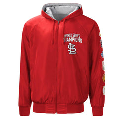 St. Louis Cardinals G-III Sports by Carl Banks Southpaw Reversible Raglan Hoodie Full-Zip Jacket - Red/Heather Gray Jackets