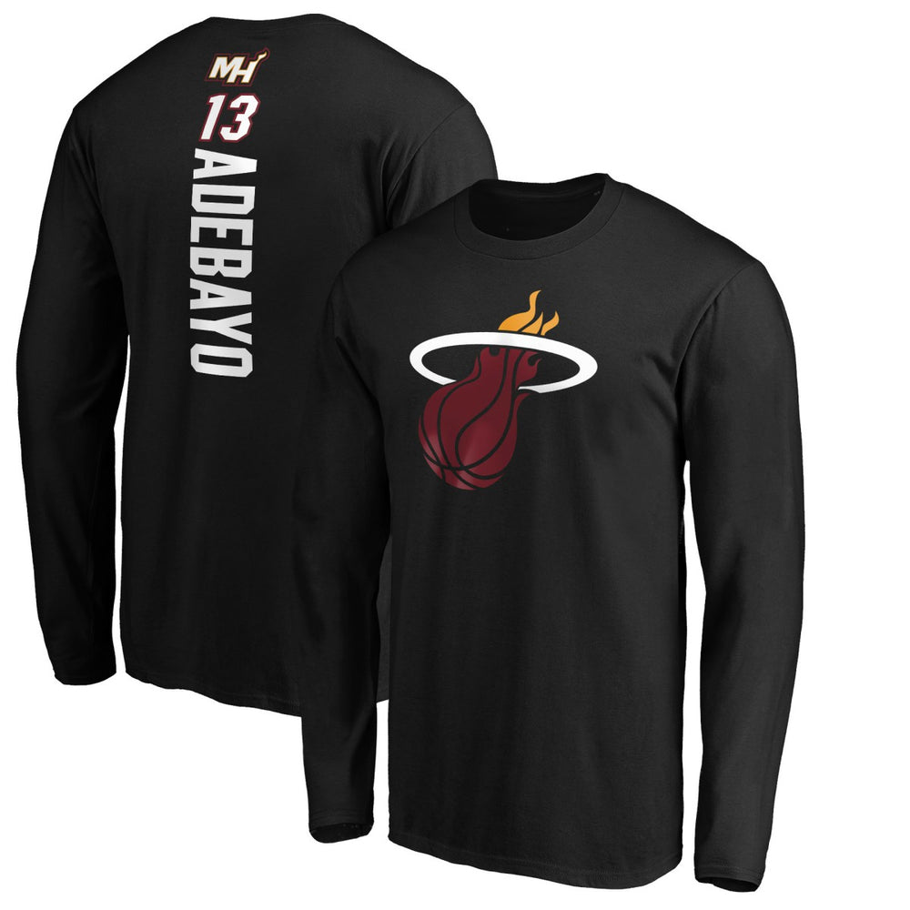 Bam Adebayo Miami Heat Playmaker Team Name & Number Long Sleeve T-Shirt Black