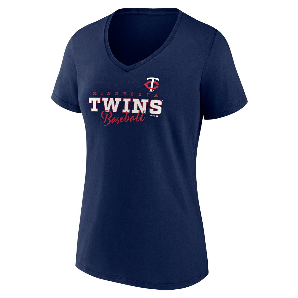 Minnesota Twins Women's Back In Business V-Neck T-Shirt - Navy T-shirts