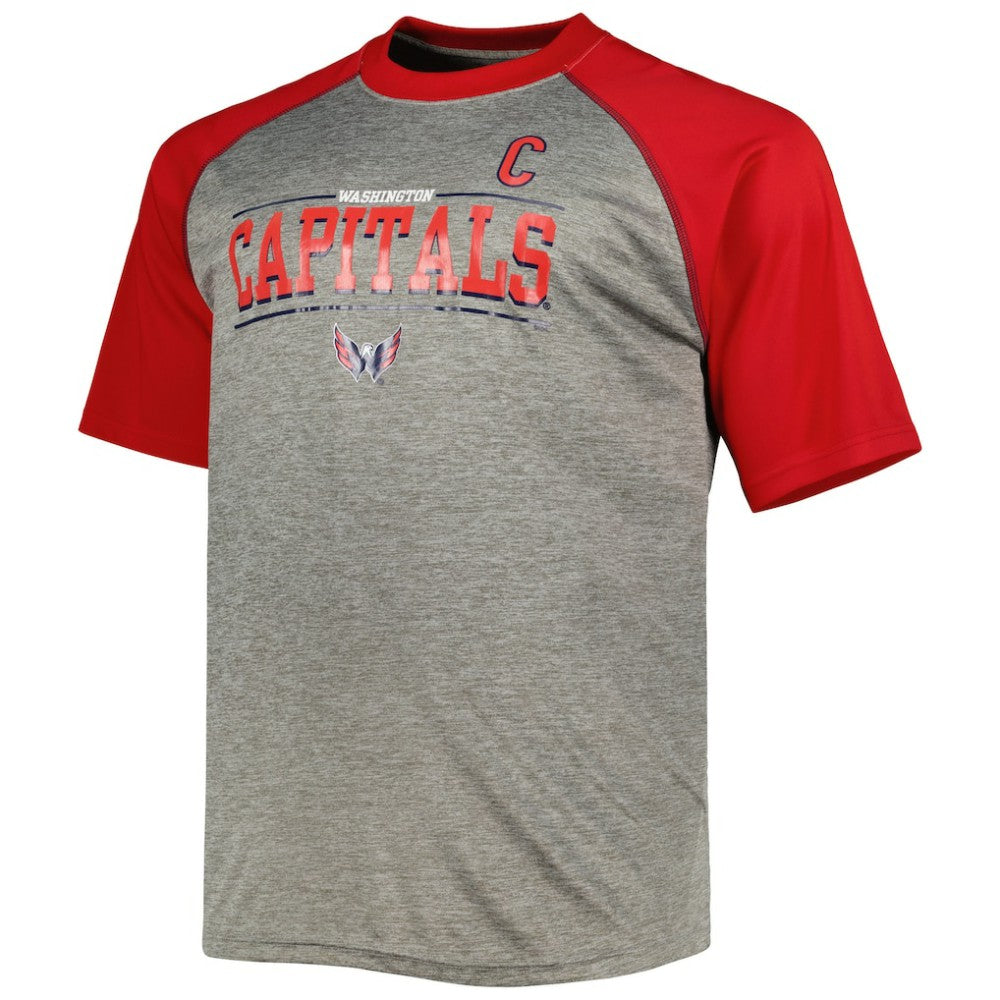 NHL Alexander Ovechkin Washington Capitals Fanatics Big & Tall Captain Patch Contrast Raglan Name & Number T-Shirt - Heather Gray/Red