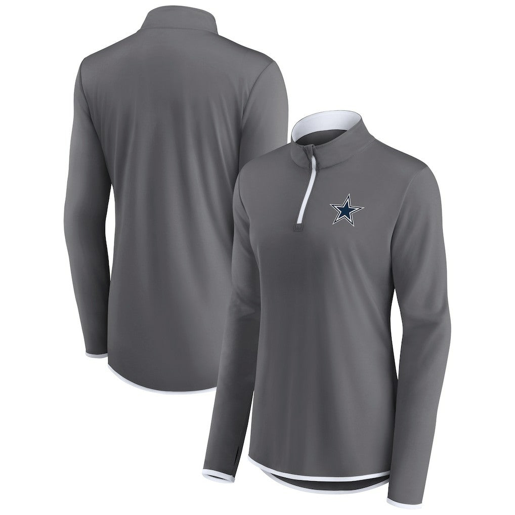 Dallas Cowboys Women's Corner Long Sleeve 1/4 Zip Top Gray