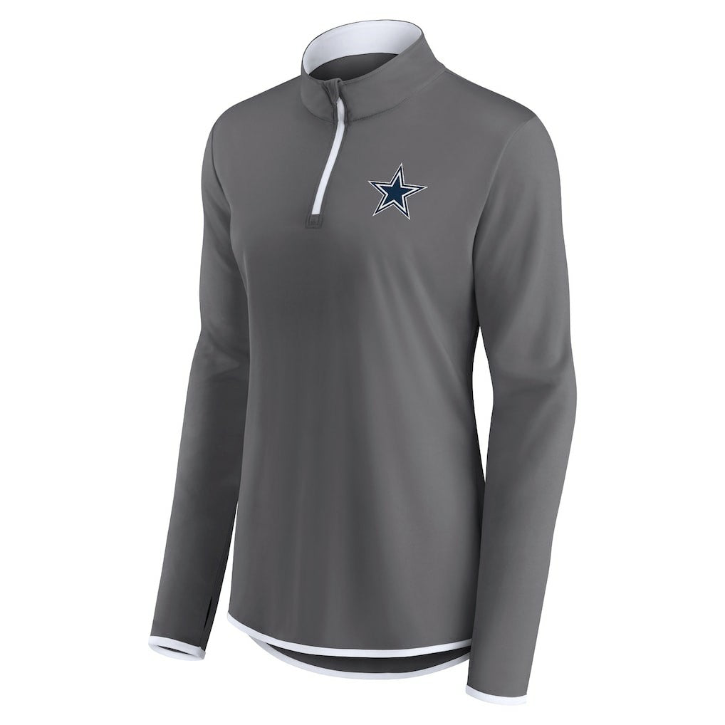 Dallas Cowboys Women's Corner Long Sleeve 1/4 Zip Top Gray